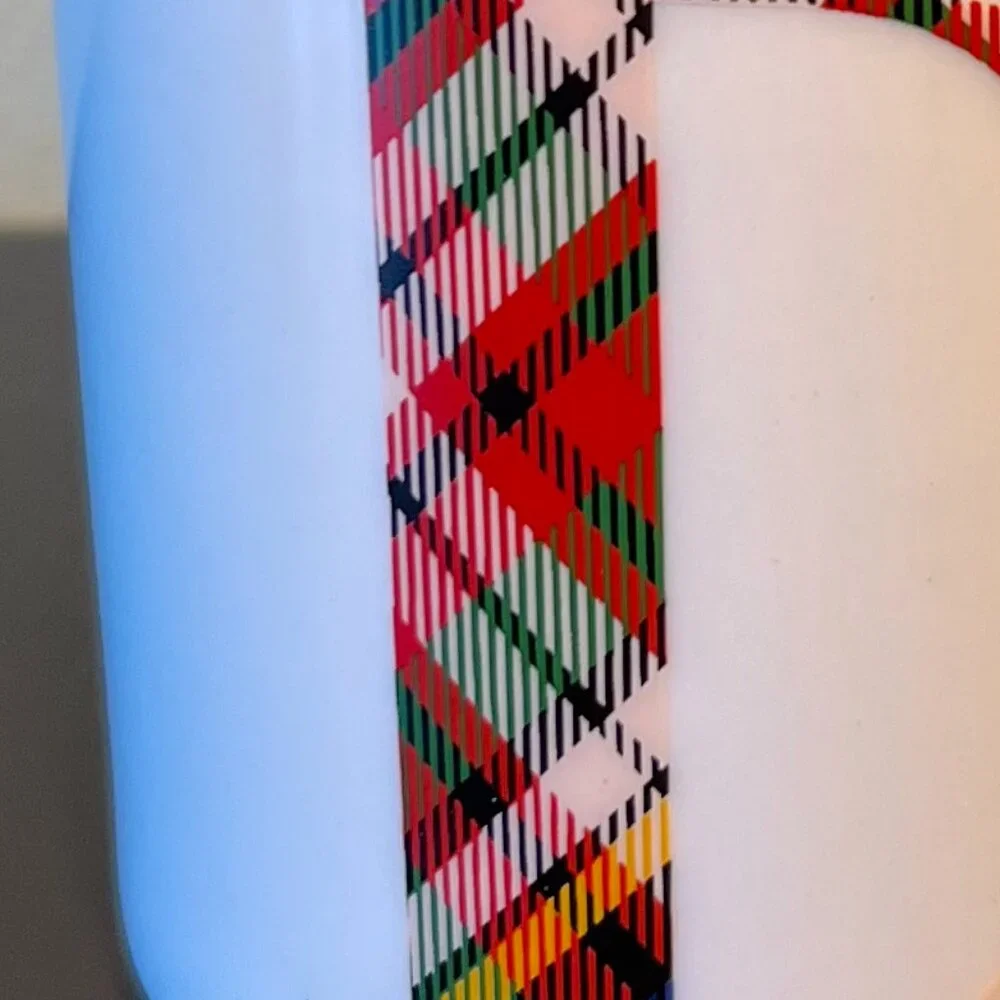 NWT POTTERY BARN Scottish Tartan Plaid Letter “D” Monogram Initial Ceramic Mug